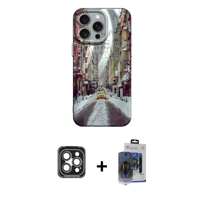 MARSİLYAN™- iPhone 15 Pro Max Kılıf Nova Doku Prime - Siyah Vanessa Magic Cam + PVD Metal Kamera Lens - GI