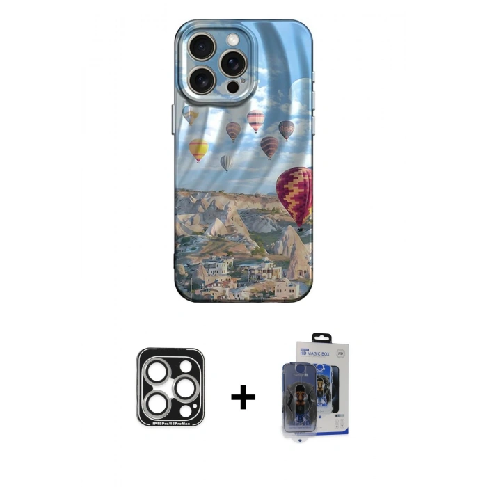 MARSİLYAN™- iPhone 15 Pro Max Kılıf Nova Doku Prime - Siyah Vanessa Magic Cam + PVD Metal Kamera Lens - GS