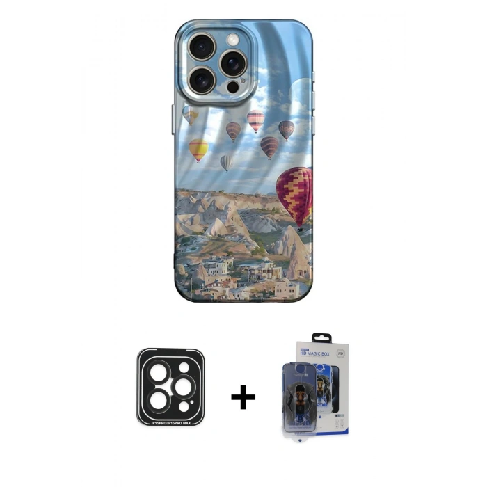 MARSİLYAN™- iPhone 15 Pro Max Kılıf Nova Doku Prime - Siyah Vanessa Magic Cam + PVD Metal Kamera Lens - SH