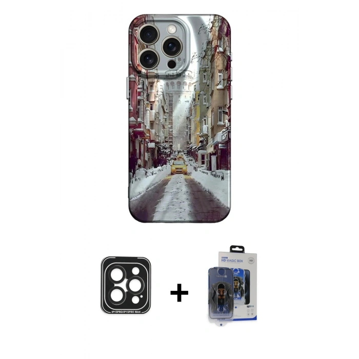MARSİLYAN™- iPhone 15 Pro Max Kılıf Nova Doku Prime - Siyah Vanessa Magic Cam + PVD Metal Kamera Lens - SH