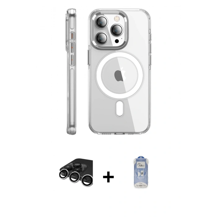 MARSİLYAN™- iPhone 15 Pro Max Kılıf Nova Doku - Siyah Joko Magic 5D Cam + Raze Metal Kamera Lens - GS