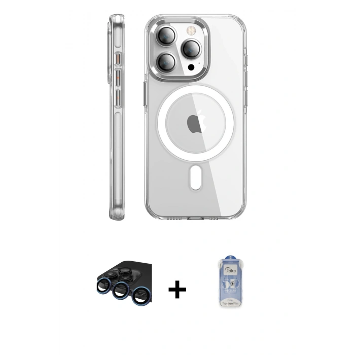 MARSİLYAN™- iPhone 15 Pro Max Kılıf Nova Doku - Siyah Joko Magic 5D Cam + Raze Metal Kamera Lens - LT