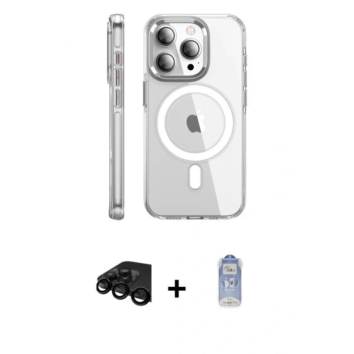 MARSİLYAN™- iPhone 15 Pro Max Kılıf Nova Doku - Siyah Joko Magic 5D Cam + Raze Metal Kamera Lens - SH