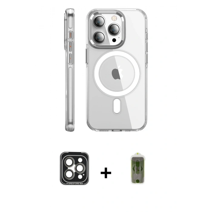 MARSİLYAN™- iPhone 15 Pro Max Kılıf Nova Doku - Siyah Joko Magic 5D Hayalet Cam + PVD Metal Kamera Lens - GI