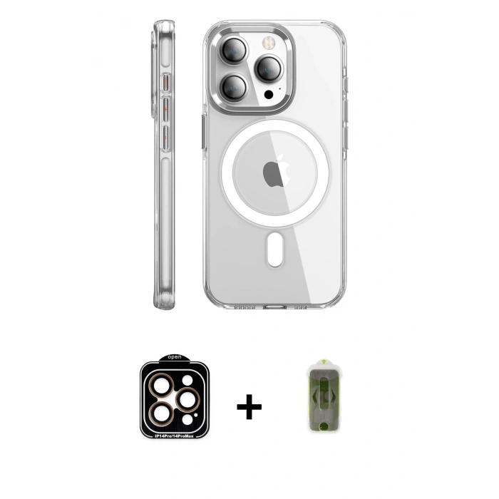 MARSİLYAN™- iPhone 15 Pro Max Kılıf Nova Doku - Siyah Joko Magic 5D Hayalet Cam + PVD Metal Kamera Lens - TU