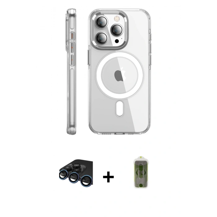 MARSİLYAN™- iPhone 15 Pro Max Kılıf Nova Doku - Siyah Joko Magic 5D Hayalet Cam + Raze Metal Kamera Lens - LT