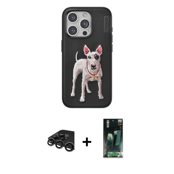 MARSİLYAN™- iPhone 15 Pro Max Kılıf Nova Form Koleksiyonu - Şeffaf 360 Full Body Arka Koruyucu + Raze Metal Kamera Lens - TMGI