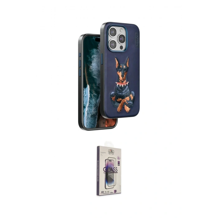 MARSİLYAN™- iPhone 15 Pro Max Kılıf Nova Form Koleksiyonu - Siyah Bilvis 3D Cam Ekran Koruyucu