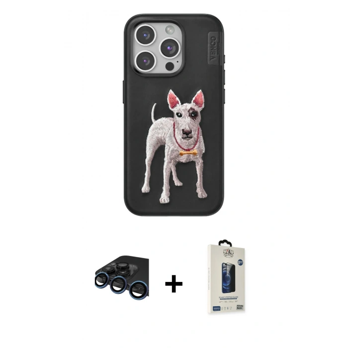 MARSİLYAN™- iPhone 15 Pro Max Kılıf Nova Form Koleksiyonu - Siyah Bilvis Hayalet Cam Ekran Koruyucu + Raze Metal Kamera Lens - LT