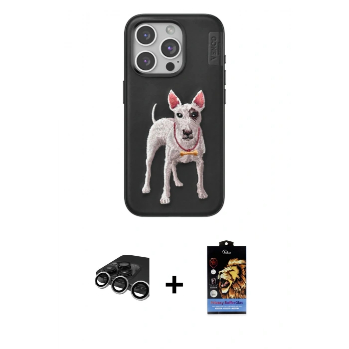 MARSİLYAN™- iPhone 15 Pro Max Kılıf Nova Form Koleksiyonu - Siyah Buffer Hayalet Cam Ekran Koruyucu + Raze Metal Kamera Lens - GS