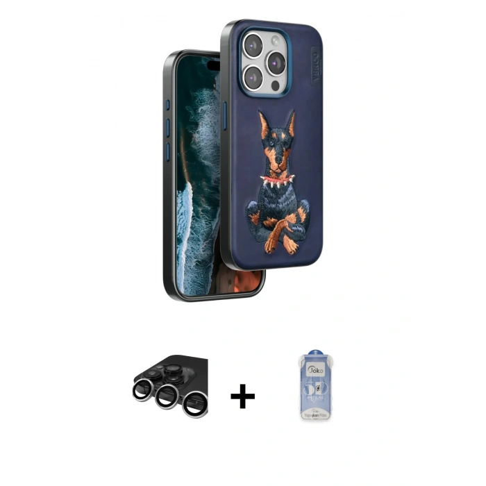MARSİLYAN™- iPhone 15 Pro Max Kılıf Nova Form Koleksiyonu - Siyah Joko Magic 5D Cam + Raze Metal Kamera Lens - GS