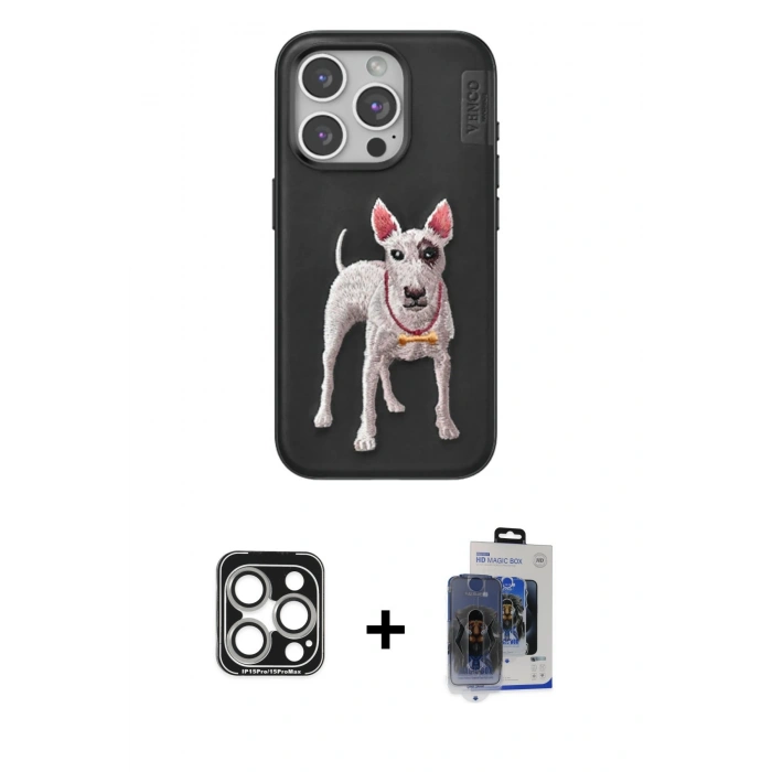 MARSİLYAN™- iPhone 15 Pro Max Kılıf Nova Form Koleksiyonu - Siyah Vanessa Magic Cam + PVD Metal Kamera Lens - GS