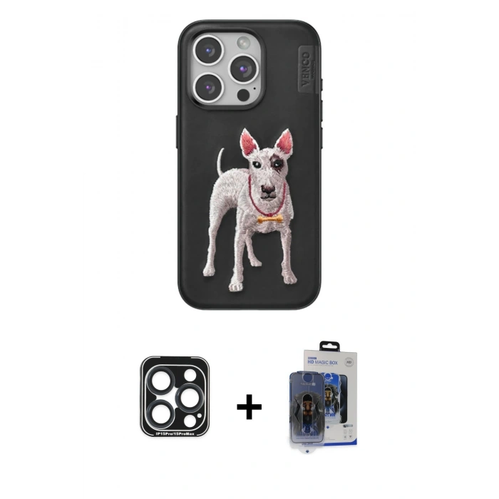 MARSİLYAN™- iPhone 15 Pro Max Kılıf Nova Form Koleksiyonu - Siyah Vanessa Magic Cam + PVD Metal Kamera Lens - LT
