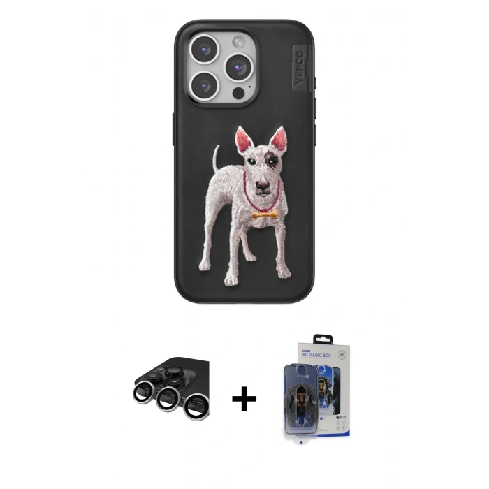 MARSİLYAN™- iPhone 15 Pro Max Kılıf Nova Form Koleksiyonu - Siyah Vanessa Magic Cam + Raze Metal Kamera Lens - GS