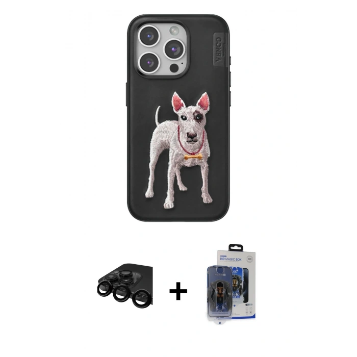 MARSİLYAN™- iPhone 15 Pro Max Kılıf Nova Form Koleksiyonu - Siyah Vanessa Magic Cam + Raze Metal Kamera Lens - SH