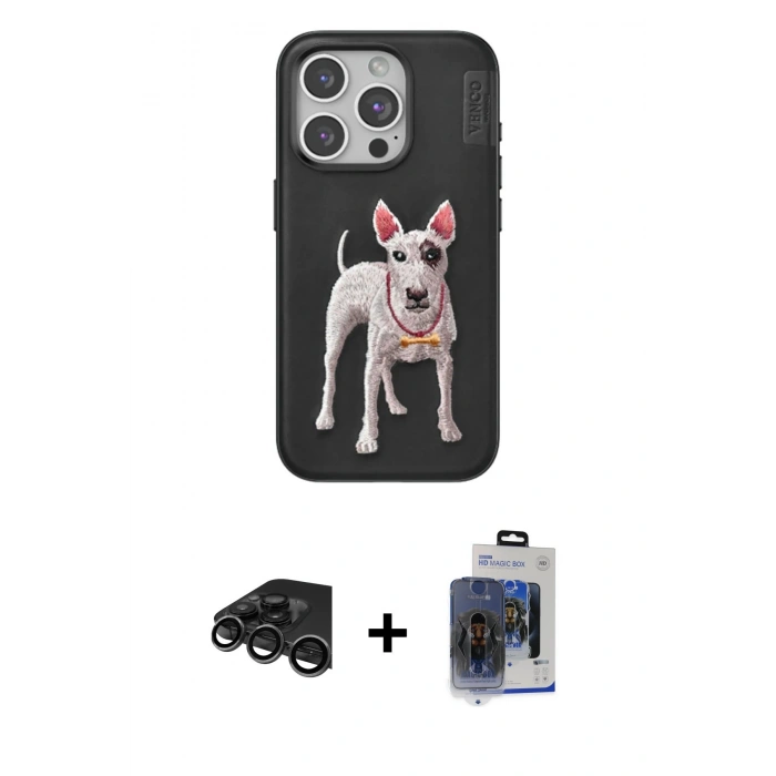 MARSİLYAN™- iPhone 15 Pro Max Kılıf Nova Form Koleksiyonu - Siyah Vanessa Magic Cam + Raze Metal Kamera Lens - TMGI