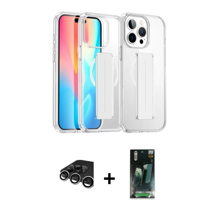 MARSİLYAN™- iPhone 15 Pro Max Kılıf Nova Işık Koleksiyonu - Siyah 360 Mat Full Body Arka Koruyucu + Raze Metal Kamera Lens - GS