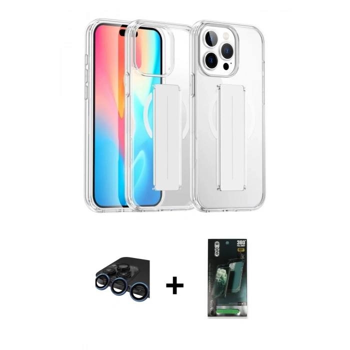 MARSİLYAN™- iPhone 15 Pro Max Kılıf Nova Işık Koleksiyonu - Siyah 360 Mat Full Body Arka Koruyucu + Raze Metal Kamera Lens - LT