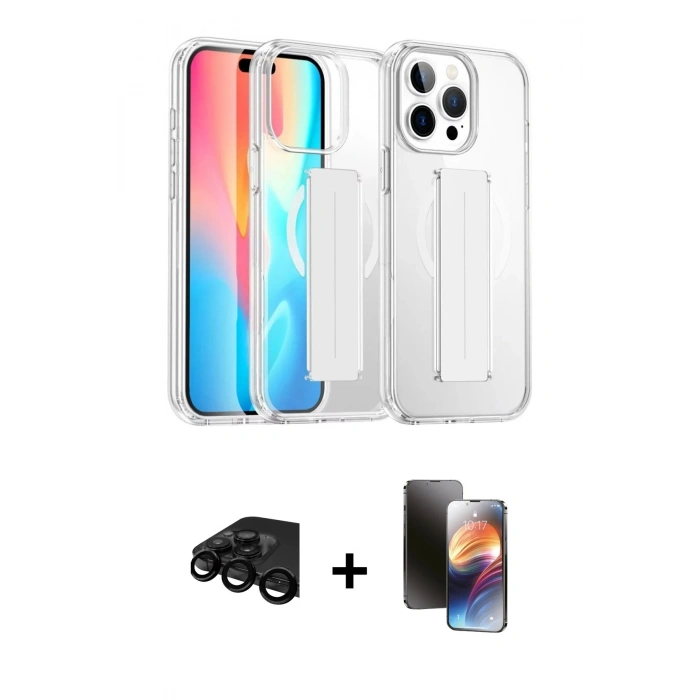 MARSİLYAN™- iPhone 15 Pro Max Kılıf Nova Işık Koleksiyonu - Siyah 3D Antistatik Mat Seramik Nano Ekran Koruyucu + Raze Metal Kamera Lens - SH