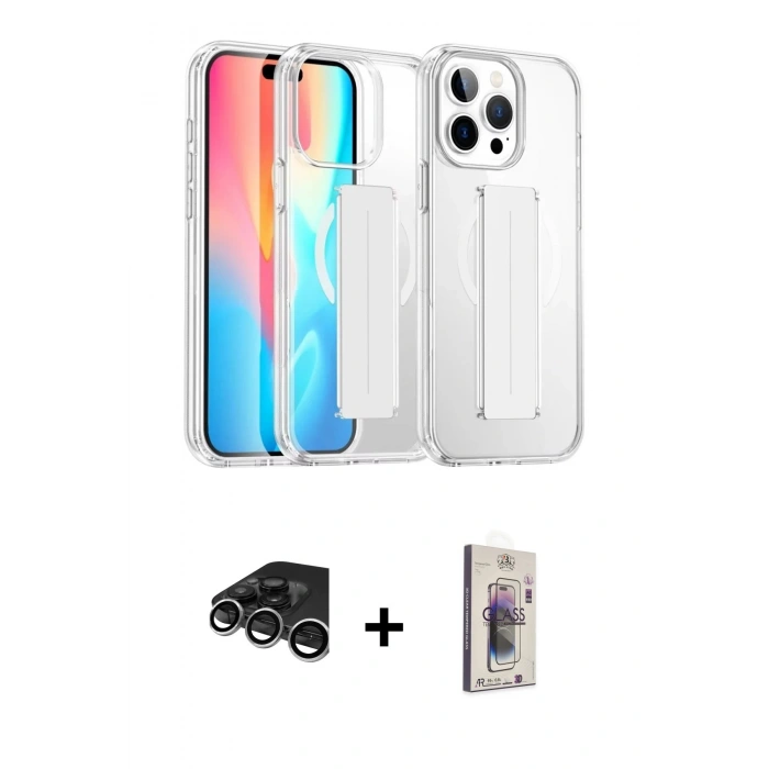 MARSİLYAN™- iPhone 15 Pro Max Kılıf Nova Işık Koleksiyonu - Siyah Bilvis 3D Cam Ekran Koruyucu + Raze Metal Kamera Lens - GS