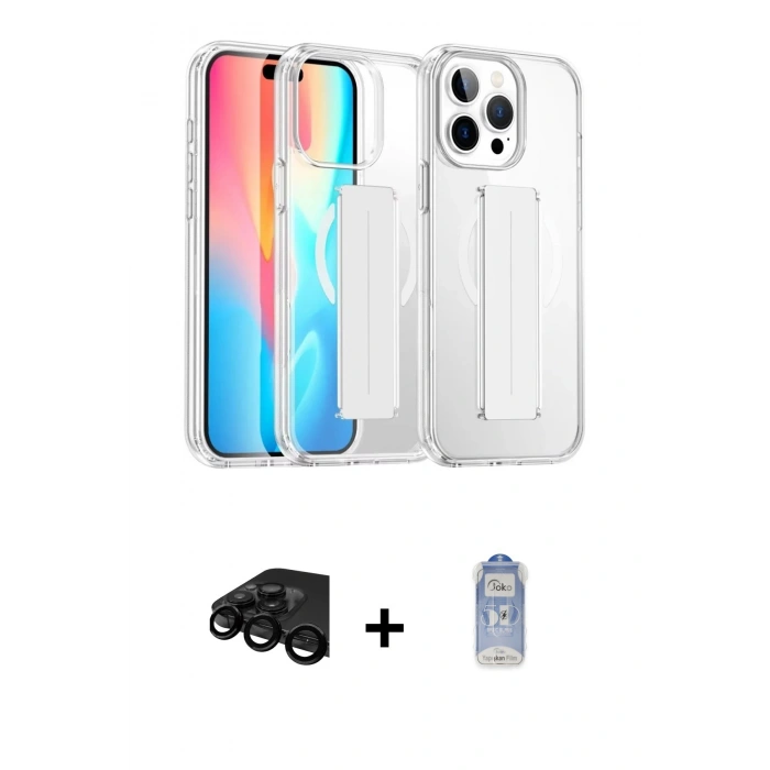 MARSİLYAN™- iPhone 15 Pro Max Kılıf Nova Işık Koleksiyonu - Siyah Joko Magic 5D Cam + Raze Metal Kamera Lens - SH