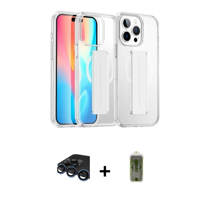 MARSİLYAN™- iPhone 15 Pro Max Kılıf Nova Işık Koleksiyonu - Siyah Joko Magic 5D Hayalet Cam + Raze Metal Kamera Lens - LT