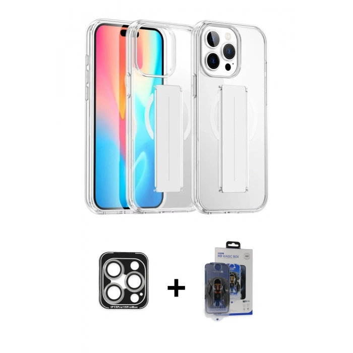 MARSİLYAN™- iPhone 15 Pro Max Kılıf Nova Işık Koleksiyonu - Siyah Vanessa Magic Cam + PVD Metal Kamera Lens - GS