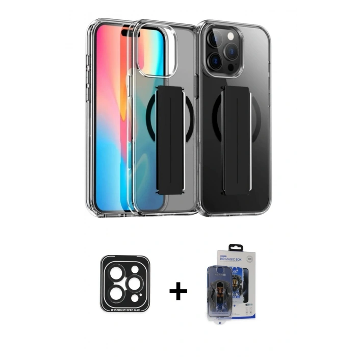 MARSİLYAN™- iPhone 15 Pro Max Kılıf Nova Işık Koleksiyonu - Siyah Vanessa Magic Cam + PVD Metal Kamera Lens - SH