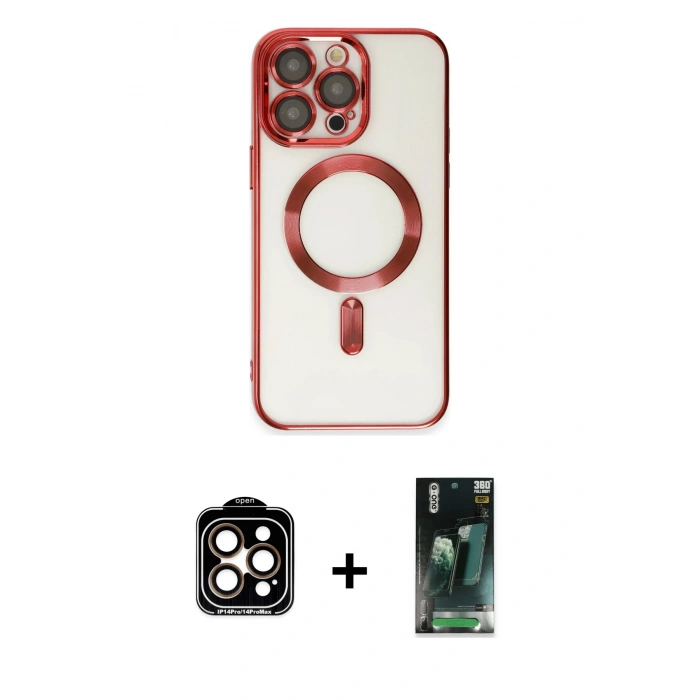 MARSİLYAN™- iPhone 15 Pro Max Kılıf Nova Işık Özel Seri - Siyah 360 Mat Full Body Arka Koruyucu + PVD Metal Kamera Lens - TU