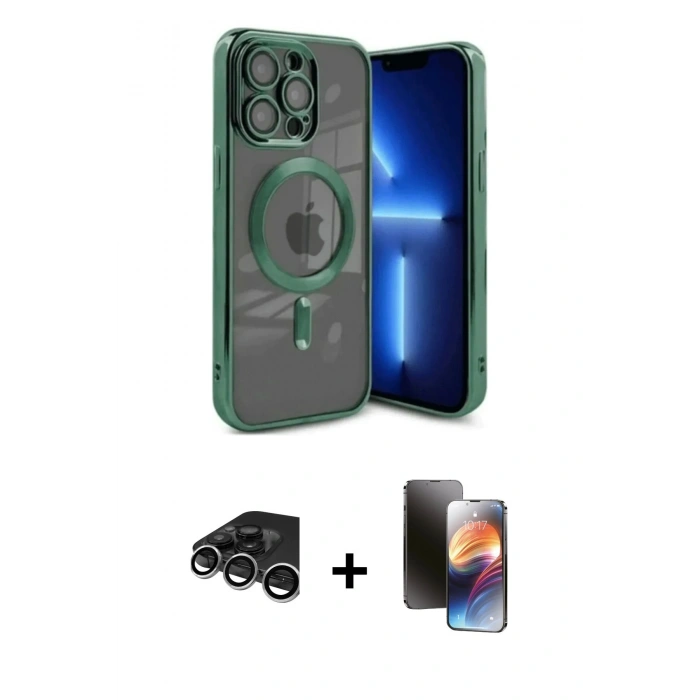 MARSİLYAN™- iPhone 15 Pro Max Kılıf Nova Işık Özel Seri - Siyah 3D Antistatik Mat Seramik Nano Ekran Koruyucu + Raze Metal Kamera Lens - GS