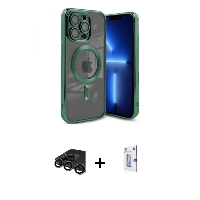 MARSİLYAN™- iPhone 15 Pro Max Kılıf Nova Işık Özel Seri - Siyah Bilvis 0.18mm Plus Cam Ekran Koruyucu + Raze Metal Kamera Lens - TMGI