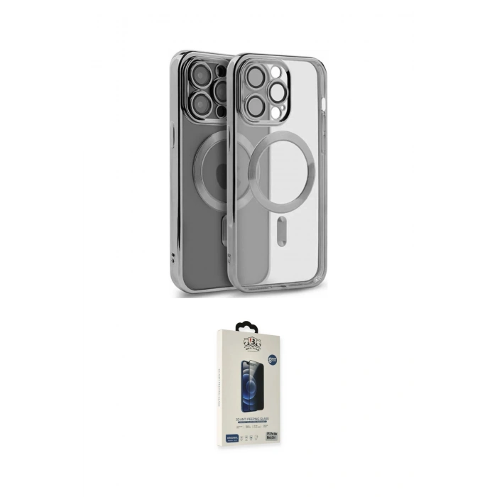MARSİLYAN™- iPhone 15 Pro Max Kılıf Nova Işık Özel Seri - Siyah Bilvis Hayalet Cam Ekran Koruyucu