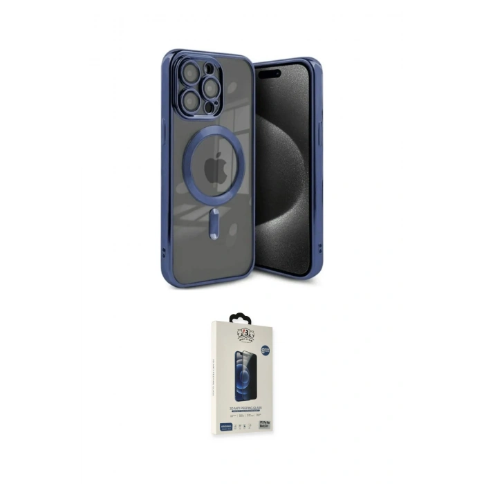 MARSİLYAN™- iPhone 15 Pro Max Kılıf Nova Işık Özel Seri - Siyah Bilvis Hayalet Cam Ekran Koruyucu