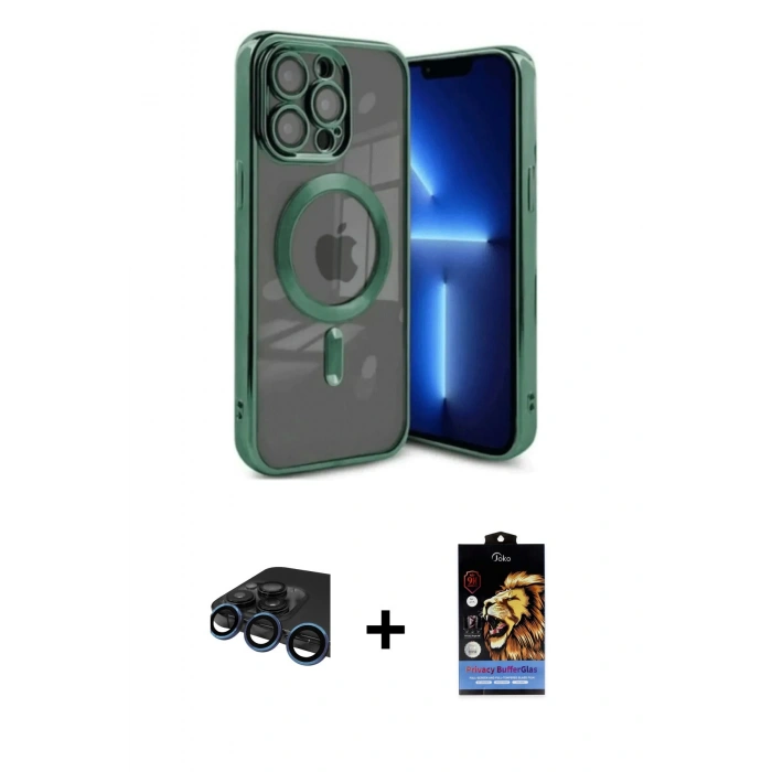 MARSİLYAN™- iPhone 15 Pro Max Kılıf Nova Işık Özel Seri - Siyah Buffer Hayalet Cam Ekran Koruyucu + Raze Metal Kamera Lens - LT