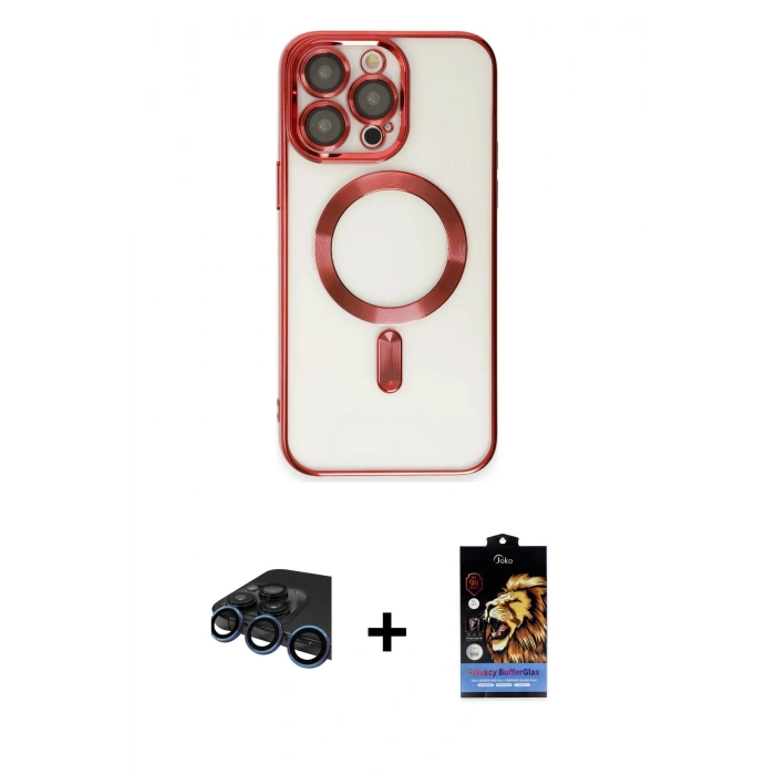 MARSİLYAN™- iPhone 15 Pro Max Kılıf Nova Işık Özel Seri - Siyah Buffer Hayalet Cam Ekran Koruyucu + Raze Metal Kamera Lens - LT
