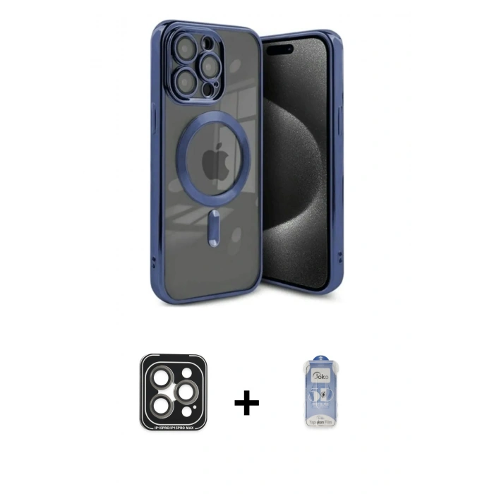 MARSİLYAN™- iPhone 15 Pro Max Kılıf Nova Işık Özel Seri - Siyah Joko Magic 5D Cam + PVD Metal Kamera Lens - GI