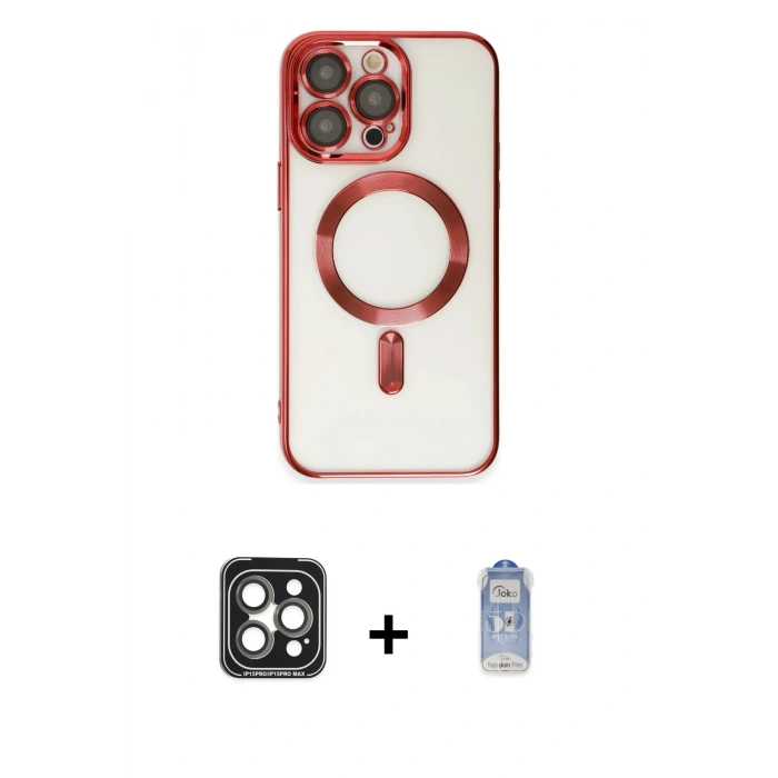 MARSİLYAN™- iPhone 15 Pro Max Kılıf Nova Işık Özel Seri - Siyah Joko Magic 5D Cam + PVD Metal Kamera Lens - GI