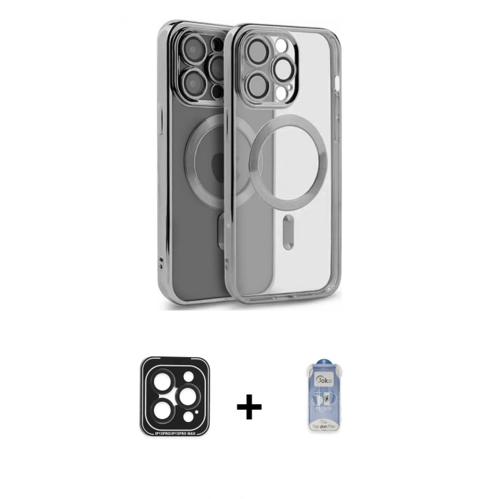 MARSİLYAN™- iPhone 15 Pro Max Kılıf Nova Işık Özel Seri - Siyah Joko Magic 5D Cam + PVD Metal Kamera Lens - SH