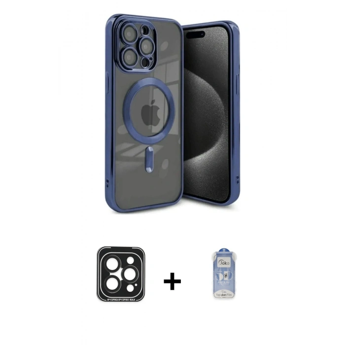 MARSİLYAN™- iPhone 15 Pro Max Kılıf Nova Işık Özel Seri - Siyah Joko Magic 5D Cam + PVD Metal Kamera Lens - SH