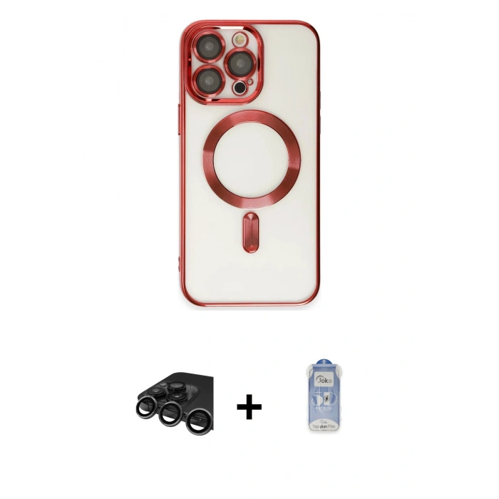 MARSİLYAN™- iPhone 15 Pro Max Kılıf Nova Işık Özel Seri - Siyah Joko Magic 5D Cam + Raze Metal Kamera Lens - TMGI
