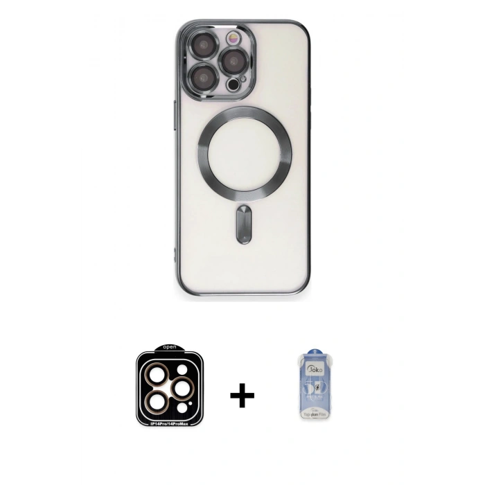 MARSİLYAN™- iPhone 15 Pro Max Kılıf Nova Işık Özel Seri - Siyah Joko Magic 5D Cam + PVD Metal Kamera Lens - TU