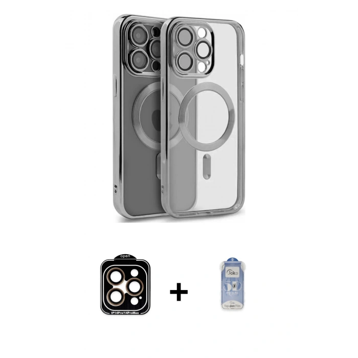 MARSİLYAN™- iPhone 15 Pro Max Kılıf Nova Işık Özel Seri - Siyah Joko Magic 5D Cam + PVD Metal Kamera Lens - TU