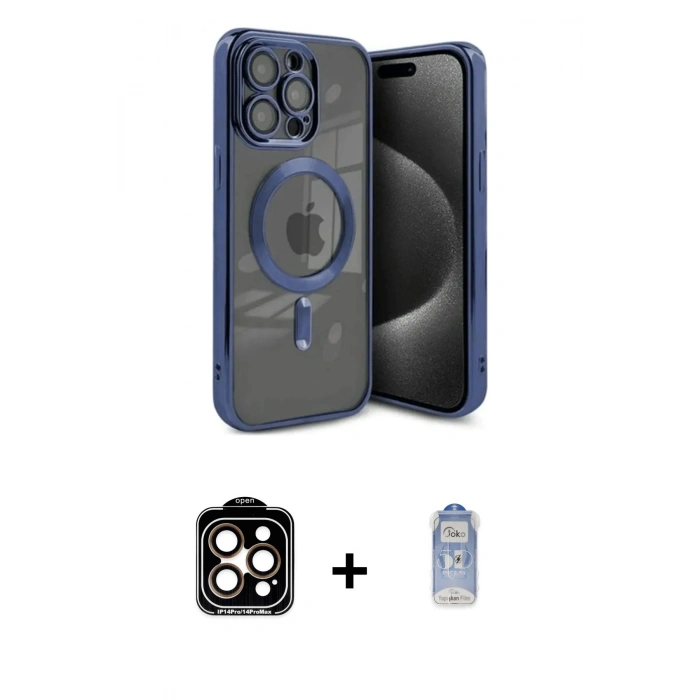 MARSİLYAN™- iPhone 15 Pro Max Kılıf Nova Işık Özel Seri - Siyah Joko Magic 5D Cam + PVD Metal Kamera Lens - TU