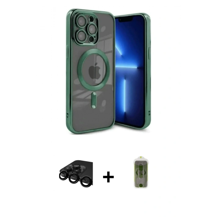 MARSİLYAN™- iPhone 15 Pro Max Kılıf Nova Işık Özel Seri - Siyah Joko Magic 5D Hayalet Cam + Raze Metal Kamera Lens - SH