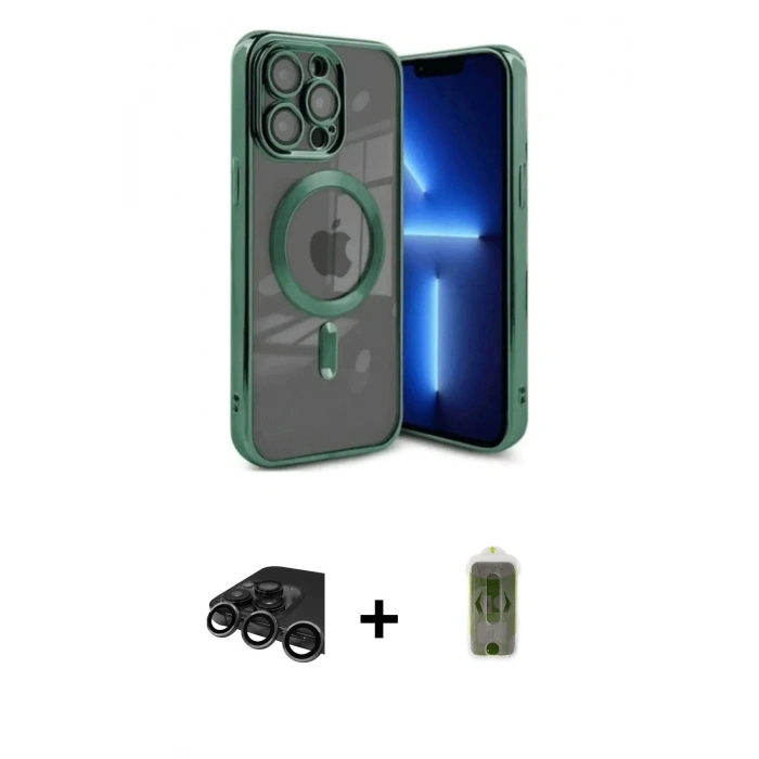 MARSİLYAN™- iPhone 15 Pro Max Kılıf Nova Işık Özel Seri - Siyah Joko Magic 5D Hayalet Cam + Raze Metal Kamera Lens - TMGI