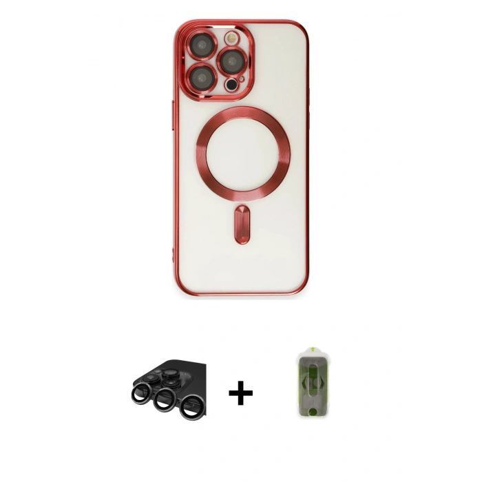 MARSİLYAN™- iPhone 15 Pro Max Kılıf Nova Işık Özel Seri - Siyah Joko Magic 5D Hayalet Cam + Raze Metal Kamera Lens - TMGI