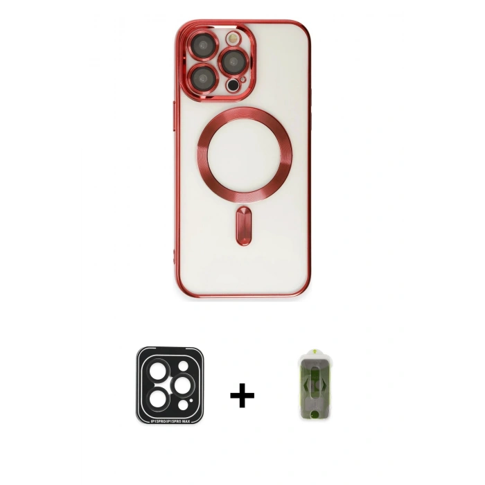 MARSİLYAN™- iPhone 15 Pro Max Kılıf Nova Işık Özel Seri - Siyah Joko Magic 5D Hayalet Cam + PVD Metal Kamera Lens - SH