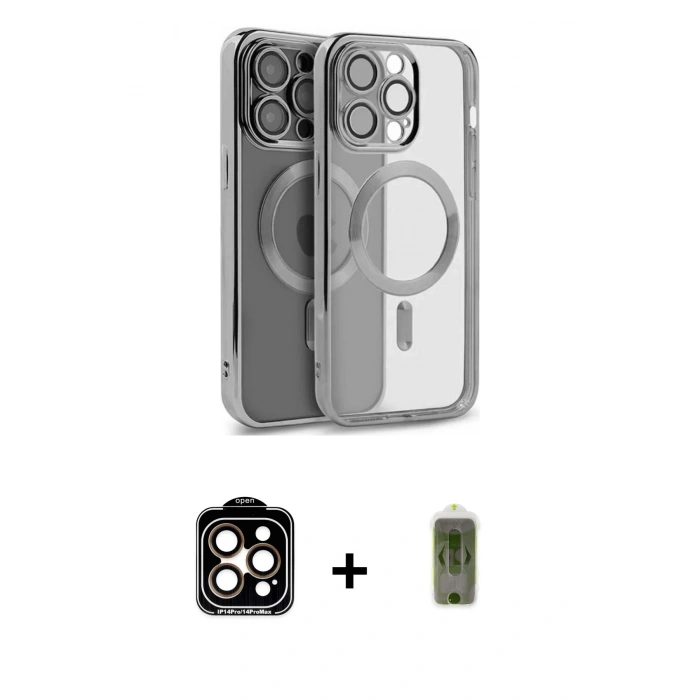 MARSİLYAN™- iPhone 15 Pro Max Kılıf Nova Işık Özel Seri - Siyah Joko Magic 5D Hayalet Cam + PVD Metal Kamera Lens - TU