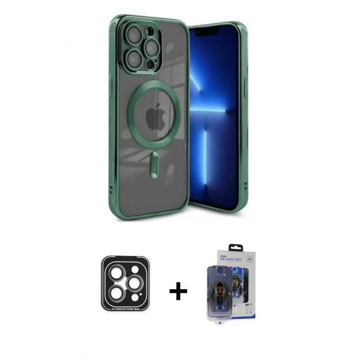 MARSİLYAN™- iPhone 15 Pro Max Kılıf Nova Işık Özel Seri - Siyah Vanessa Magic Cam + PVD Metal Kamera Lens - GI