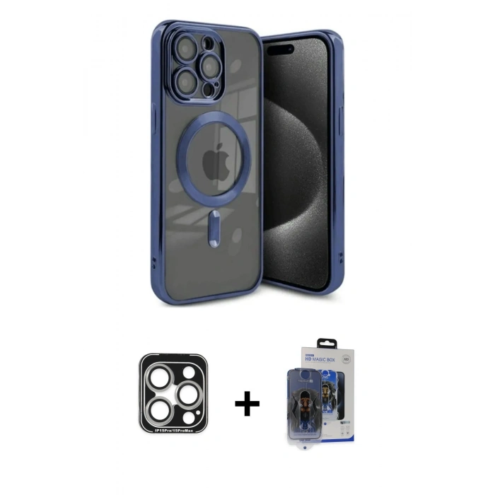 MARSİLYAN™- iPhone 15 Pro Max Kılıf Nova Işık Özel Seri - Siyah Vanessa Magic Cam + PVD Metal Kamera Lens - GS